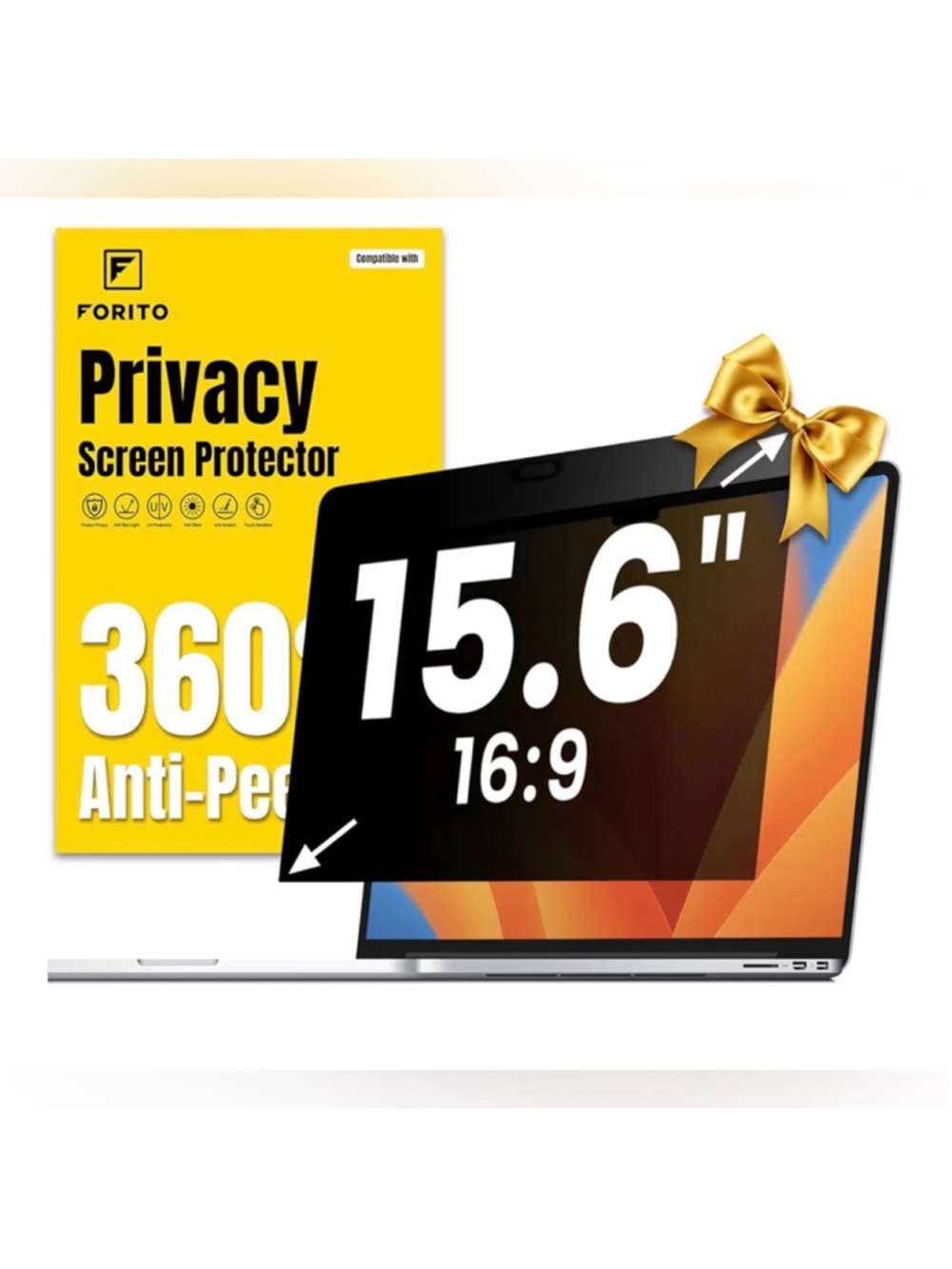 NEW FORITO 15.6” Laptop Privacy Screen Protector 360° AntiPeeping & Glare Shield
